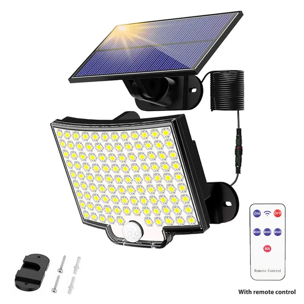 Luminária Refletor LED Solar com Sensor de Movimento e Controle