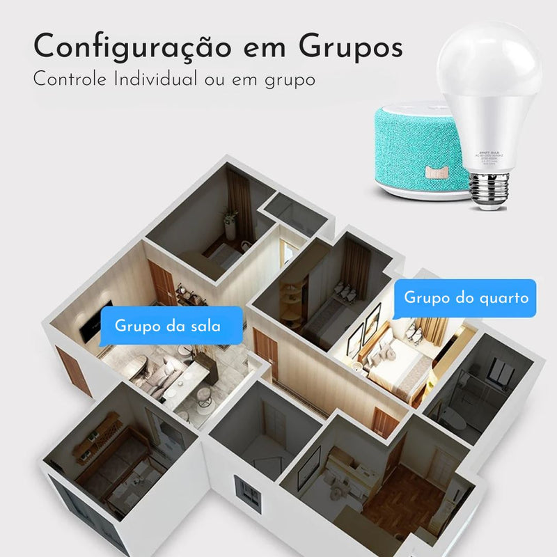 Lâmpada LED Inteligente Wi-Fi RGB Com Controle de Voz